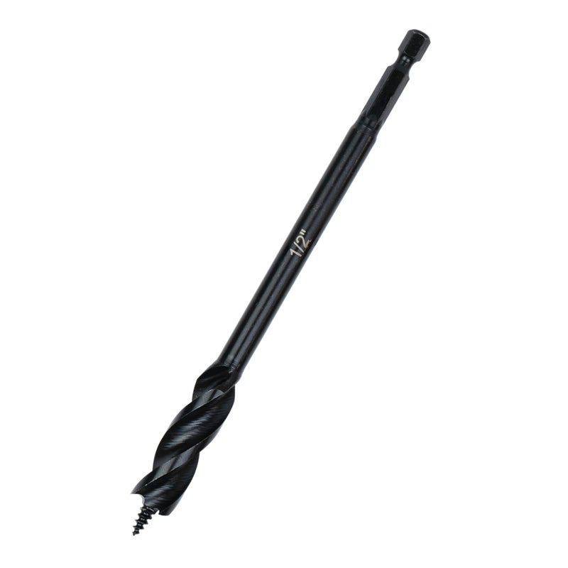 Greycore Tools 1/2 Inch x 6 Inch 3-Flute Auger Bit, Wood Drill Bit for Hard and Soft Wood, 1/4    Quick Change Shank, Woodworking Auger Bits (1/2    x 6    Auger) - Image 4